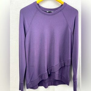 ATHLETA Criss Cross Eggplant Sweatshirt Pullover Lounge Active Top Med Athletic